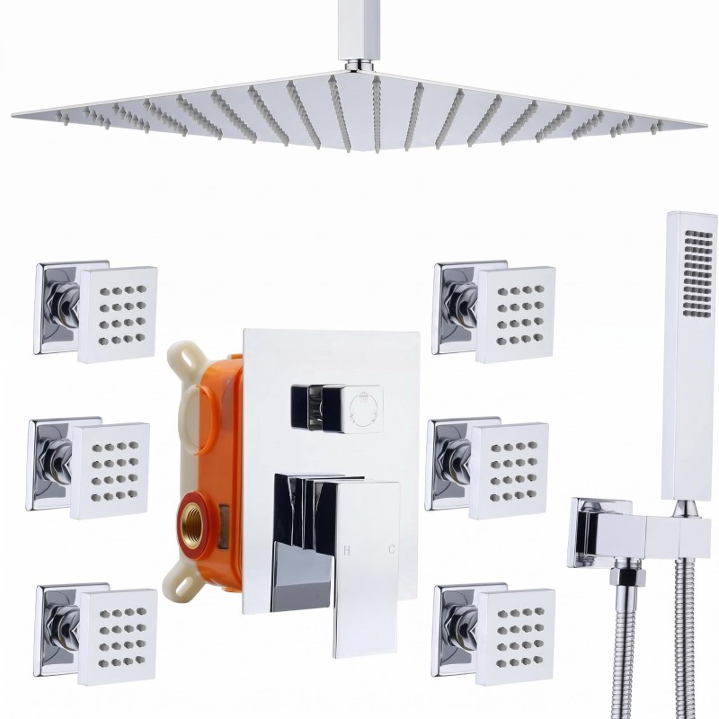 Conjunto de banheira e chuveiro embutidos