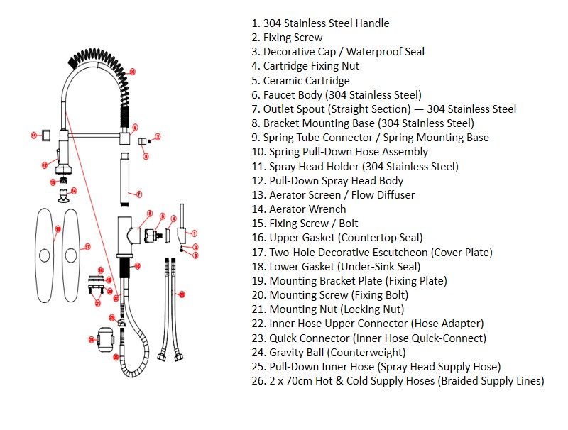 304 Stainless Steel Kitchen Faucet