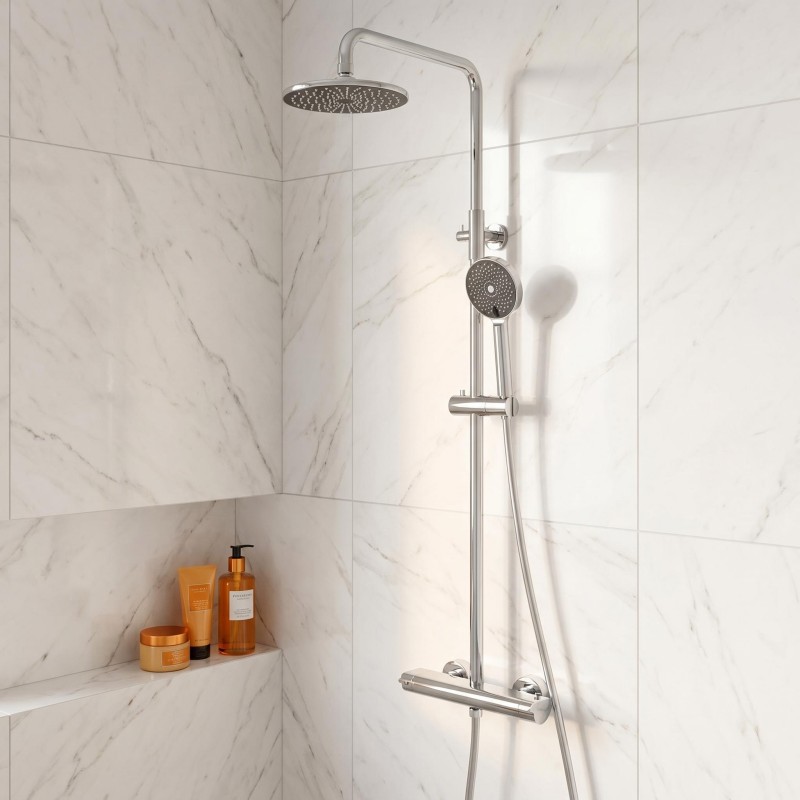 Chrome-plated exposed shower set