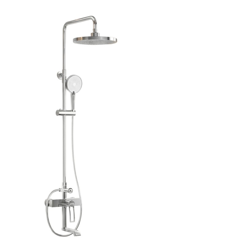 Chrome-plated exposed shower set with a mixed-style design