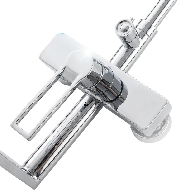 Chrome-plated exposed shower set with a mixed-style design